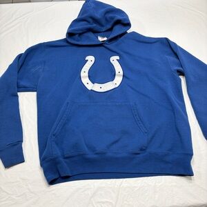 NFL Indianapolis Colts Blue Pullover Hoodie Sweatshirt Mens Medium Stained